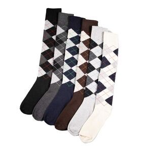 Soxy Mens Argyle Long Socks (Pack of 6) / Brown/Black/White